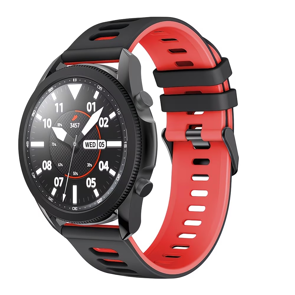 Okosóra szíj - Samsung Galaxy Watch6 / Watch6 Classic - fekete/piros szilikon szíj (20 mm)