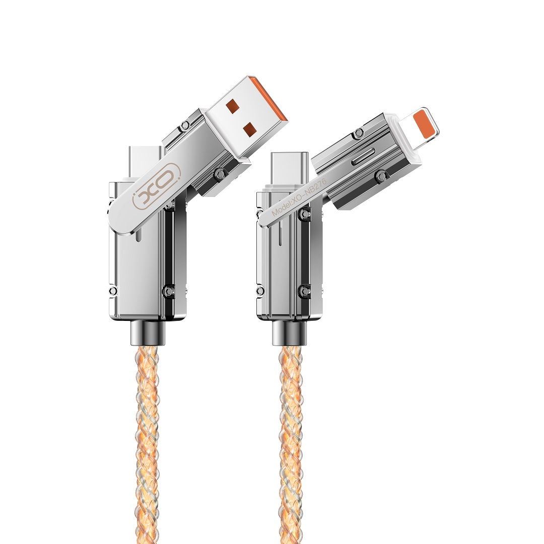 XO NB276 - 4in1 kábel - (USB - Lightning / Type-C / MicroUSB) szövetkábel, 60W, 1m XO NB276 - 4in1 kábel - (USB - Lightning / Type-C / MicroUSB) szövetkábel, 60W, 1m
