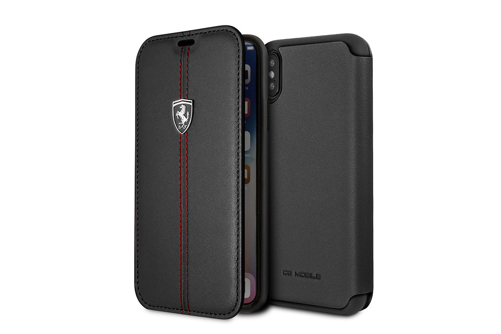 Telefontok IPhone X/Xs - Ferrari Kinyitható Könyvtok - Fekete