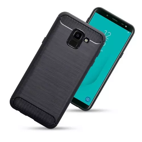 Telefontok Samsung Galaxy J6 2018 J600 - Forcell Carbon Fiber fekete szilikon tok