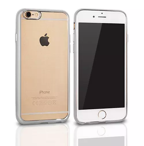 Telefontok iPhone 7 Plus / 8 Plus - átlátszó, ezüst keretes vékony szilikon tok