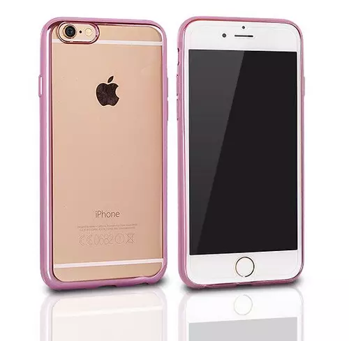 Telefontok iPhone 7 Plus / 8 Plus - átlátszó, rózsaszín keretes vékony szilikon tok