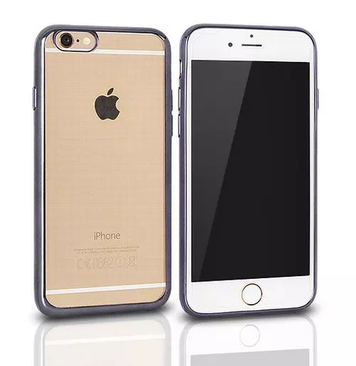 Telefontok iPhone 7 Plus / 8 Plus - átlátszó, szürke keretes vékony szilikon tok
