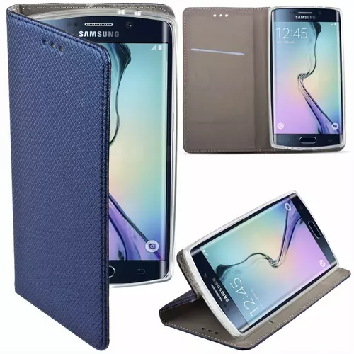 Telefontok Samsung Galaxy S9 Plus - sötétkék mágneses átlátszó szilikon keretes könyvtok