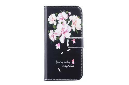 Telefontok Samsung Galaxy A7 2018 - fekete virágos könyvtok