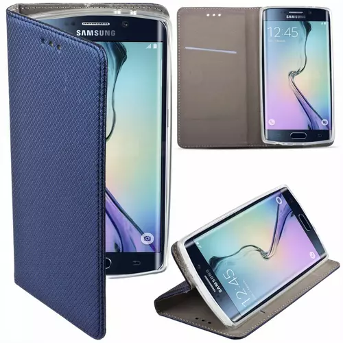 Telefontok Samsung Galaxy A70 - kék mágneses szilikon keretes könyvtok