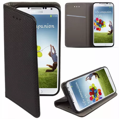 Telefontok Samsung Galaxy A30 / Galaxy A20 - fekete mágneses szilikon keretes könyvtok