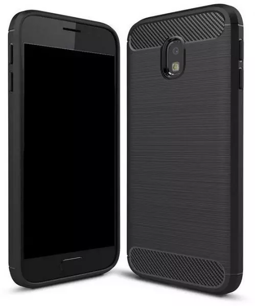 Telefontok Samsung Galaxy J330 Galaxy J3 2017 - Forcell Carbon Fiber fekete szilikon tok
