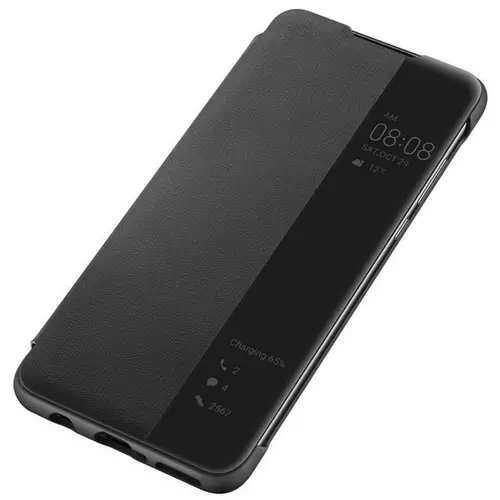 Telefontok Huawei P30 Lite - Eredeti Huawei S-View fekete kinyitható okos tok