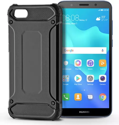 Telefontok Huawei Y5 2018 - Defender Case fekete ütésálló hátlap tok