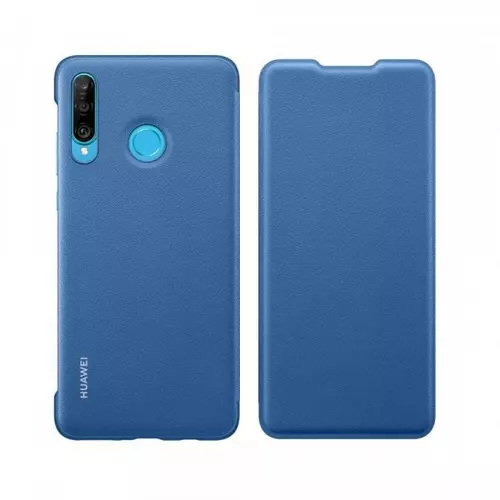 Telefontok Huawei P30 Lite - Eredeti Huawei kék kinyitható tok bankkártya tartóval