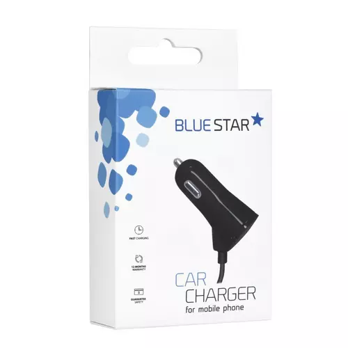 Autós töltő BlueStar fekete szivartöltőfej - 3A MicroUSB kábel
