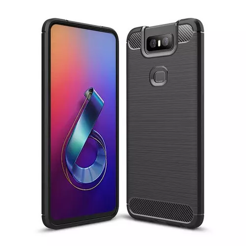 Telefontok Asus Zenfone 6 2019 - Carbon Fiber fekete szilikon tok