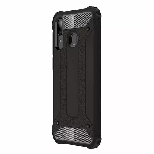 Telefontok Samsung Galaxy A20e - Forcell Defender II fekete ütésálló hátlap tok