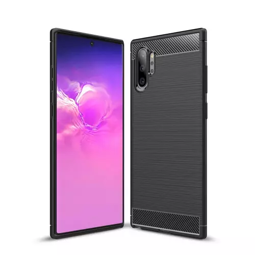 Telefontok Samsung Galaxy NOTE 10+ (NOTE 10 Plus) - Forcell CARBON fekete szilikon tok