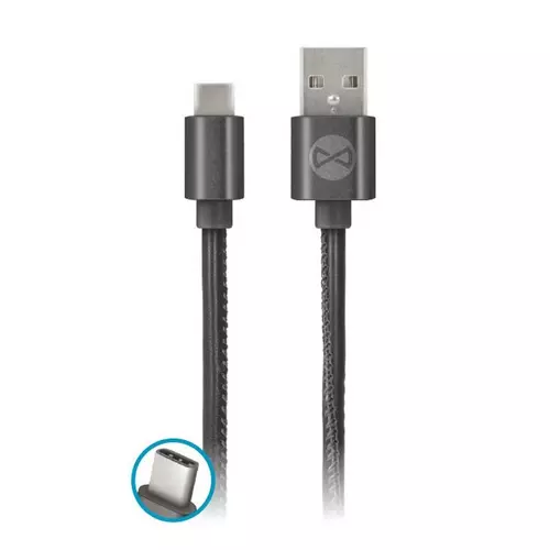 Kábel: Forever Jeans USB / Type-C (USB-C) fekete adatkábel 1m, 2A