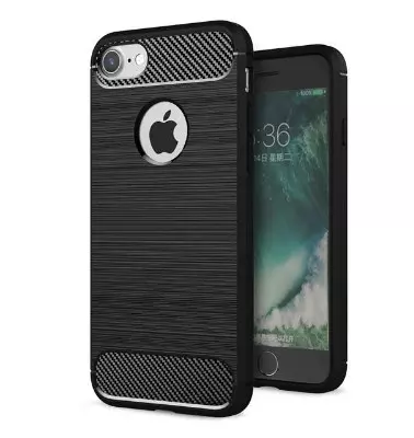 Telefontok iPhone 7 / 8 - Forcell Carbon Fiber fekete szilikon tok