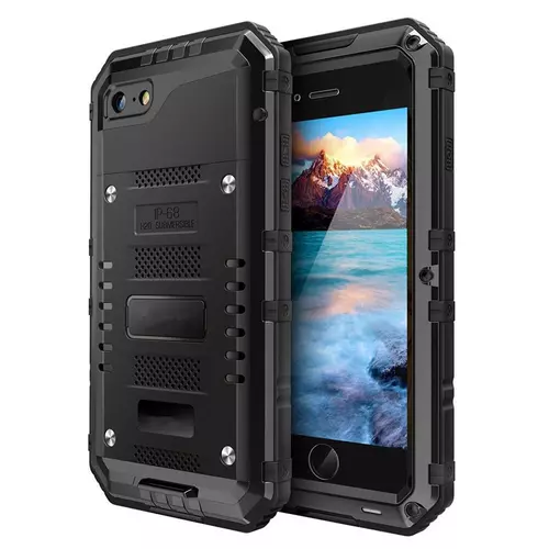 Telefontok iPhone 6 6G 6S - Beasyjoy H2O ütés- és vízálló fém, csavaros telefontok, IP-68 védelemmel, fekete