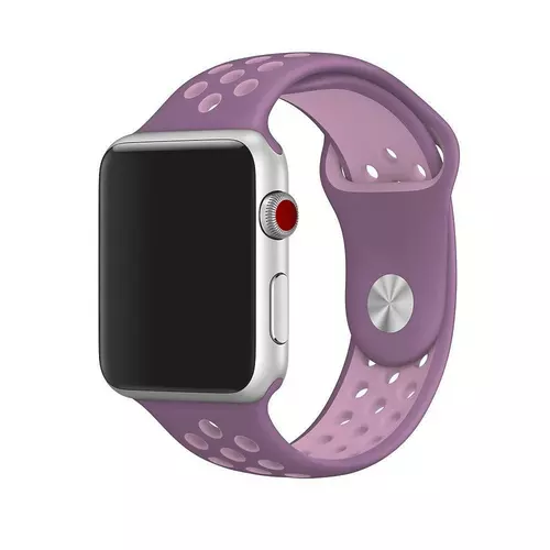 Apple Watch Series 1/2/3/4 (42mm-44mm) okosóra szíj - Handodo Double Lila/Pink szilikon szíj