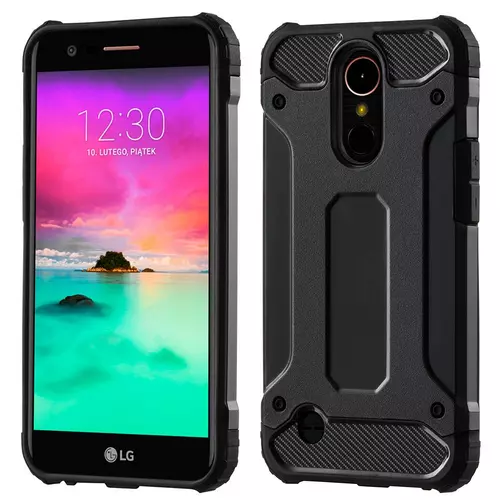 Telefontok LG K11 (K10 2018) - Forcell Defender II fekete ütésálló hátlap tok