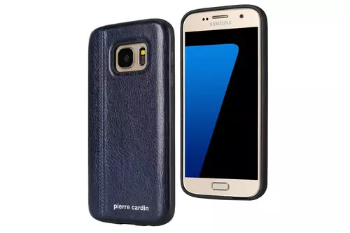 Telefontok Samsung Galaxy S7 - Pierre Cardin Bőr + Szilikon Tok Zafir Kék (8719273131022)