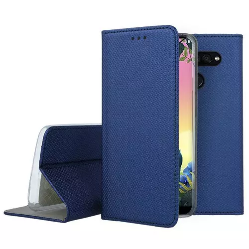Telefontok LG K50s - kék mágneses szilikon keretes könyvtok