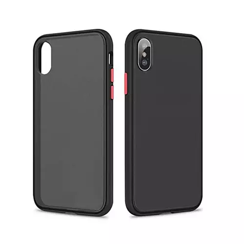 Telefontok Huawei Y6 (2019) - áttetsző fekete műanyag hátlaptok, fekete matt szilikon kerettel 