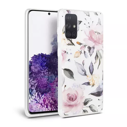 Telefontok Samsung Galaxy A51 - Fehér virágos hátlap tok