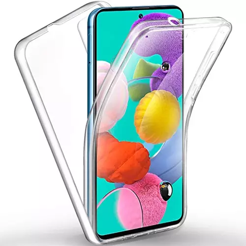 Telefontok Samsung Galaxy A51 - ultravékony átlátszó előlap + hátlap szilikon tok 360°