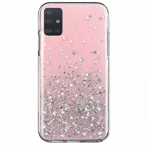 Telefontok Samsung Galaxy A71 - Pink átlátszó csillámos szilikon hátlaptok