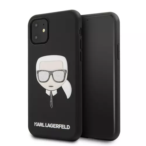 Telefontok iPhone 11 - Karl Lagerfeld Kemény Tok - Fekete Embossed Glitter
