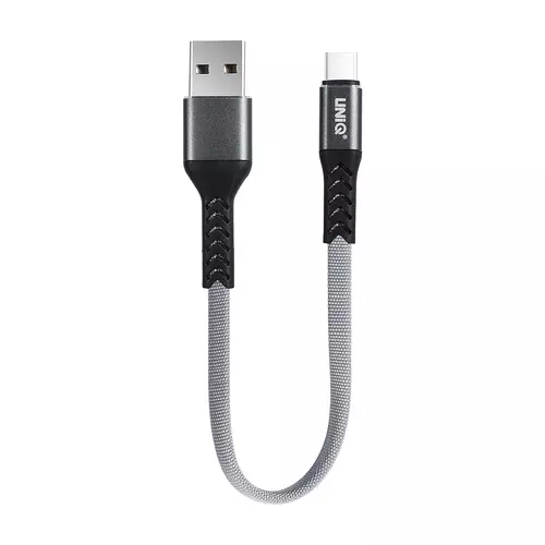 Kábel: UNIQ - szürke TYPE-C (USB-C) / USB gyorstöltő 20 cm kábel, 2,1A