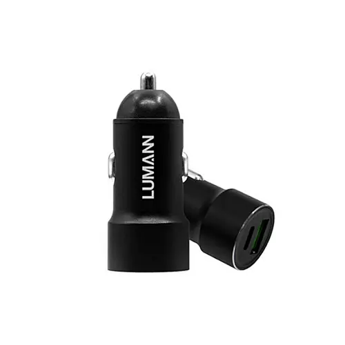 Lumann - Type-C / USB autós töltő, fekete, 3,1A