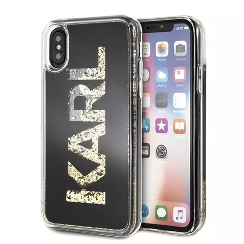 Telefontok iPhone X/XS - Karl Lagerfeld Karl logo Glitter - Fekete