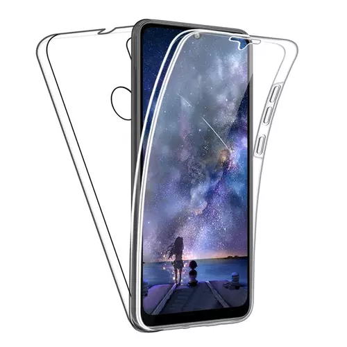 Telefontok Huawei Y6p - átlátszó szilikon előlap + plexi hátlap tok 360 fokos