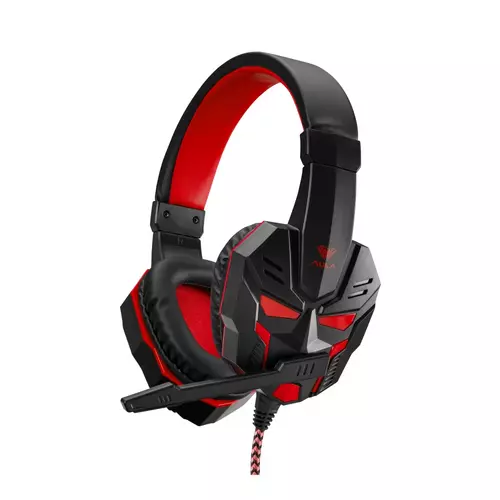 Headset: AULA Prime - fekete/piros fejhallgató mikrofonnal (vezetékes: Jack)