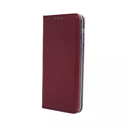 Telefontok Huawei P40 Lite E - Smart Magnetic burgundy szilikon keretes mágneses könyvtok
