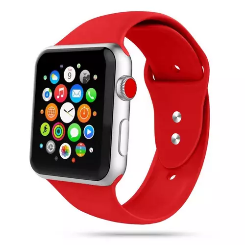 Apple Watch Series 4/5/6/7/8/9/SE (38mm-40mm) okosóra szíj - TECH-PROTECT SOFTBAND Piros szilikon szíj