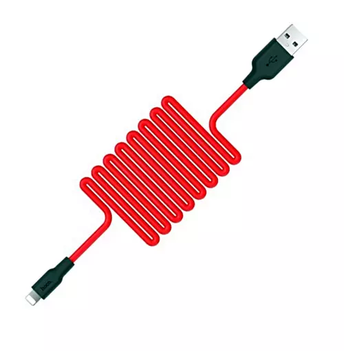 Kábel: HOCO Plus X21 - iPhone (Lightning) piros adatkábel 1m, 2,4A