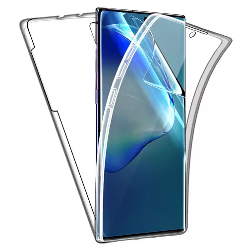 Telefontok Samsung Galaxy Note 20 Ultra - átlátszó szilikon előlap + plexi hátlapi tok 360°
