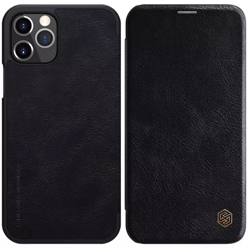 Telefontok iPhone 12 Pro - Nillkin Qin Kihajtható bőr tok fekete