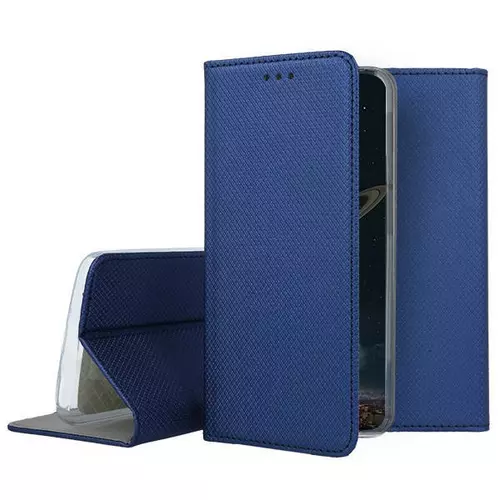 Telefontok iPhone 12 mini - kék mágneses átlátszó szilikon keretes könyvtok