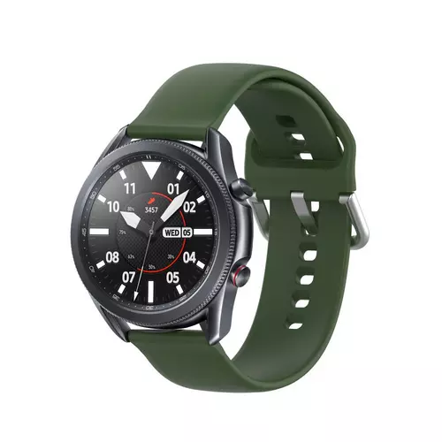 Samsung Galaxy Watch 3 (45 mm) okosóra szíj - katonai zöld szilikon szíj