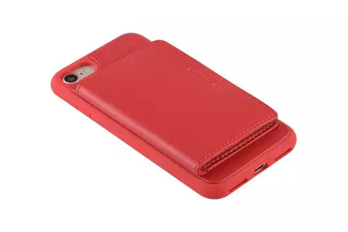 Telefontok iPhone 7 / 8 - UNIQ piros műbőr hátlaptok, szilikon kerettel, kártyatartóval