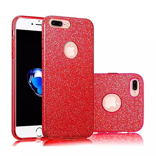Telefontok iPhone 7/8 - piros Shiny tok (Apple logónál kivágás)