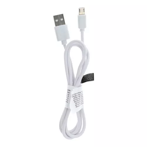 Kábel: Micro USB / USB fehér adatkábel 1m (8mm hosszúságú csatlakozóval)