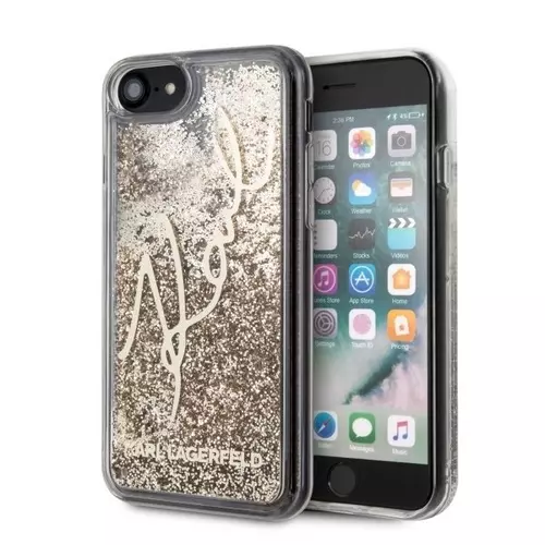 Telefontok iPhone 7 / 8 / SE 2020 - Karl Lagerfeld Signature Glitter arany hátlap tok