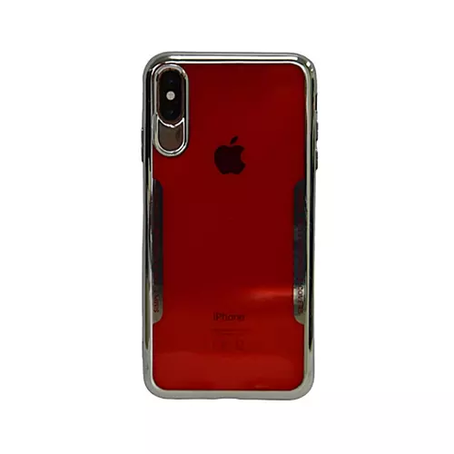 Telefontok iPhone SE 2020 - piros átlátszó szilikon tok, ezüst kerettel
