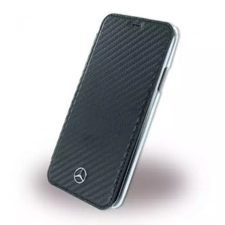 Telefontok iPhone X/XS - Mercedes-Benz Kihajtható Tok Carbon tok