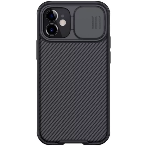 Telefontok iPhone 12 mini - Nillkin csúsztatható kameravédős fekete hátlap tok
